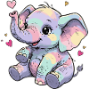 Pastel Elephant Cuddly Heart