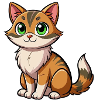 Cuddly cartoon cat with green eyes