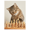 Cat playing chess
