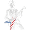 Calvin Coolidge Gitarrenheld mit Flaggengitarre