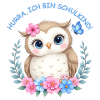 Schulstart Eulenmotiv mit Blumen