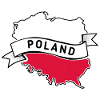 Poland flag with country outline