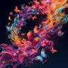 Bunte Beeren und Schmetterlinge