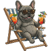 French Bulldog Beach Cocktail Chilling