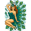 Peacock Goddess in Teal Feathers
