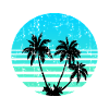 Tropical Palm Sunset Retro Circle