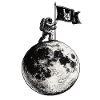 Mond mit Rockflagge