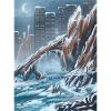 Icy Rocky Bridge over City