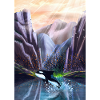 Orcas springen im Bergtal
