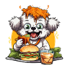 Burger dog with cheese glaze