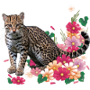 Léopard fleuri avec des fleurs