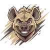 Cartoon hyena with naughty grin