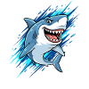 Blue cartoon shark with splashes
