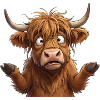 Cartoon Friendly Highland Cow