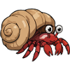 Cartoon crab with conch shell