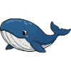 Cartoon Whale in Deep Blue