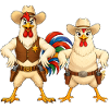 Rooster and chicken in Wild West