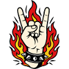 Hand Rock Flames Style Tattoo
