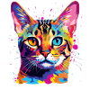 Bunte Bengal-Katzengesicht-Splash-Art