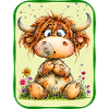 Cute cow with dandelion