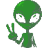 Pixel Green Alien Peace Sign