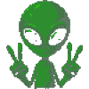 Pixel Green Alien Peace Sign