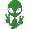 Pixel Green Alien Peace Sign Tee