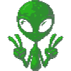 Pixel Alien Peace Sign