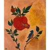 Pomegranate and Bird - Modern Nature Art