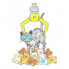 Chat noir sous griffe jaune