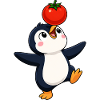 Cute Penguin Dancing Vegetables Joy Cartoon