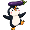 Cute Penguin Dancing Balancing Vegetables Vegan