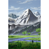 Alpine mountains and serene valley