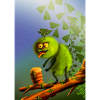 Funny Green Climbing Monster