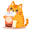 Cute Kawaii Cat with Bubble Tea