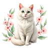 Elegant Persian cat with cherry blossoms