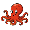 Cuddly Red Octopus Cartoon