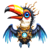 Steampunk toucan with gems and gears
