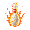Blazing bowling pin in lava crack