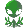 Pixel Green Alien Peace Sign