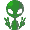 Pixel Alien Peace Sign
