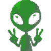 Pixel Alien Peace Sign