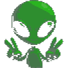 Pixel Alien Peace Sign