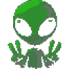 Pixel Green Alien Peace Sign