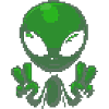 Pixel Green Alien Peace Sign
