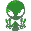 Pixel Green Alien Peace Sign