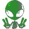 Pixel Green Alien Peace Sign