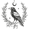 Raven with Moon – Mystical Nature Motif