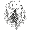 Wolf with Moon – Mystical Nature Motif