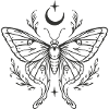 Moth with Moon – Mystical Night Motif